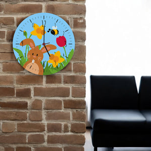 Frühling und Hasen Wanduhr zu Ostern