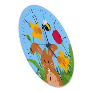 Frühling und Hasen Wanduhr zu Ostern