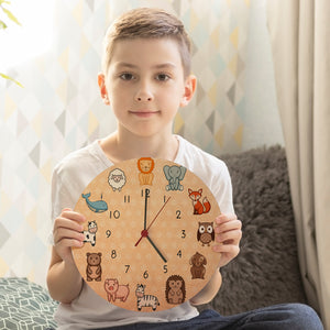 Kinderuhr mit süßen Tieren Wanduhr