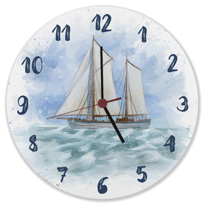 Segelschiff Wasserfarbenoptik Wanduhr