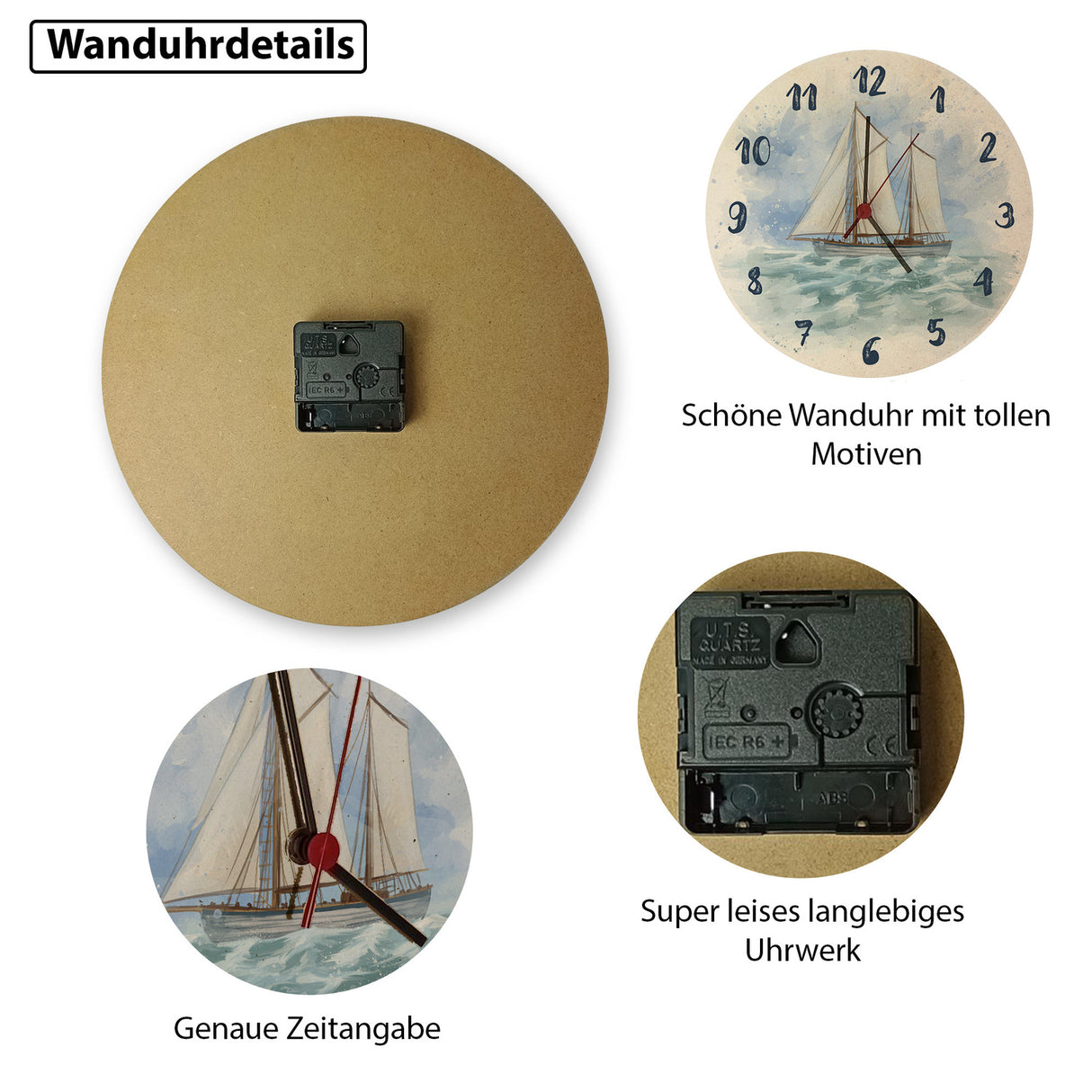 Segelschiff Wasserfarbenoptik Wanduhr