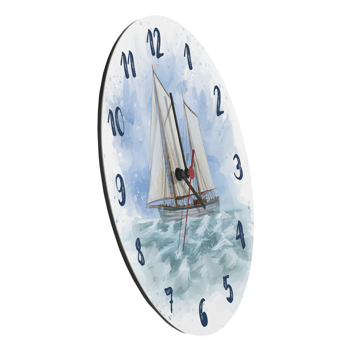 Segelschiff Wasserfarbenoptik Wanduhr