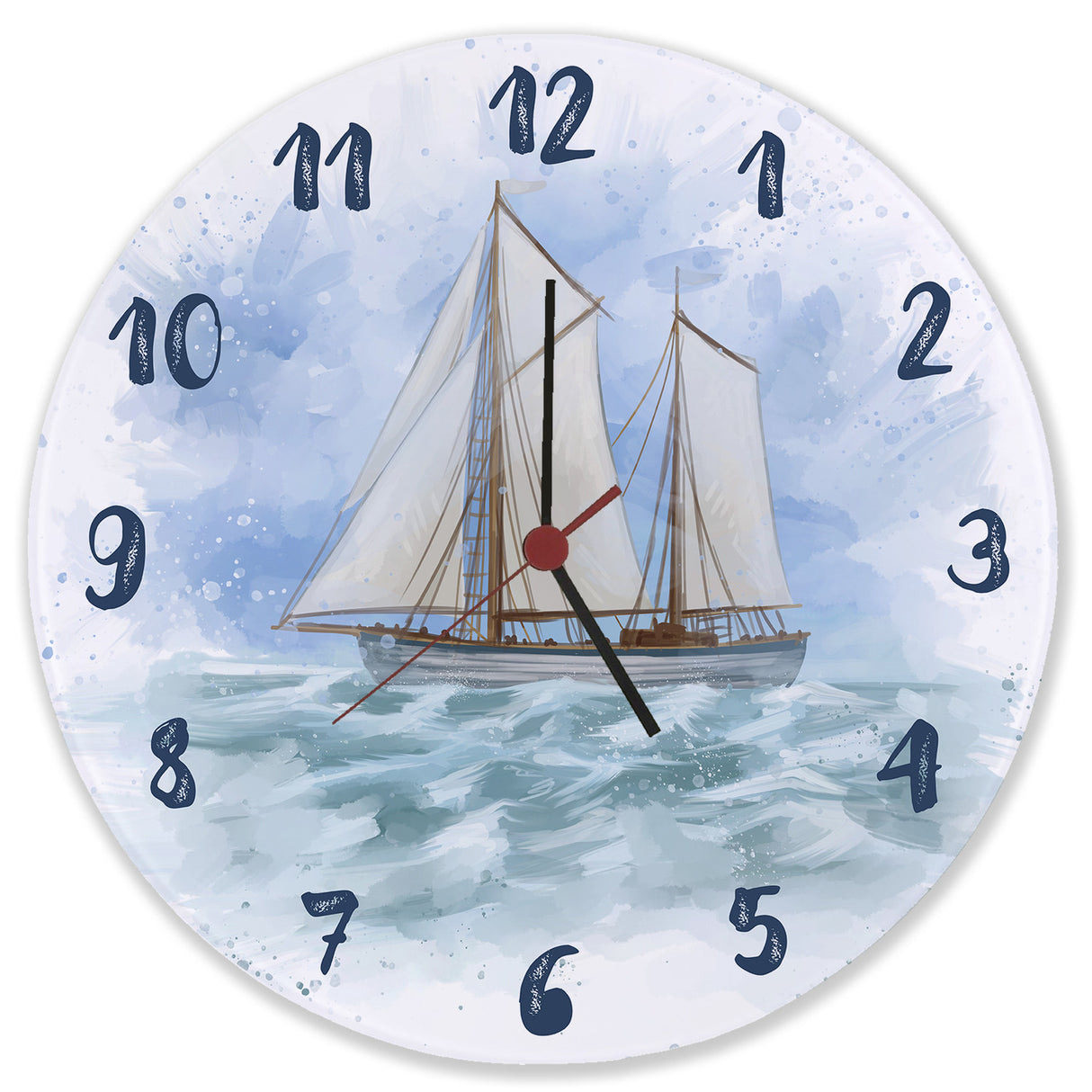 Segelschiff Wasserfarbenoptik Wanduhr