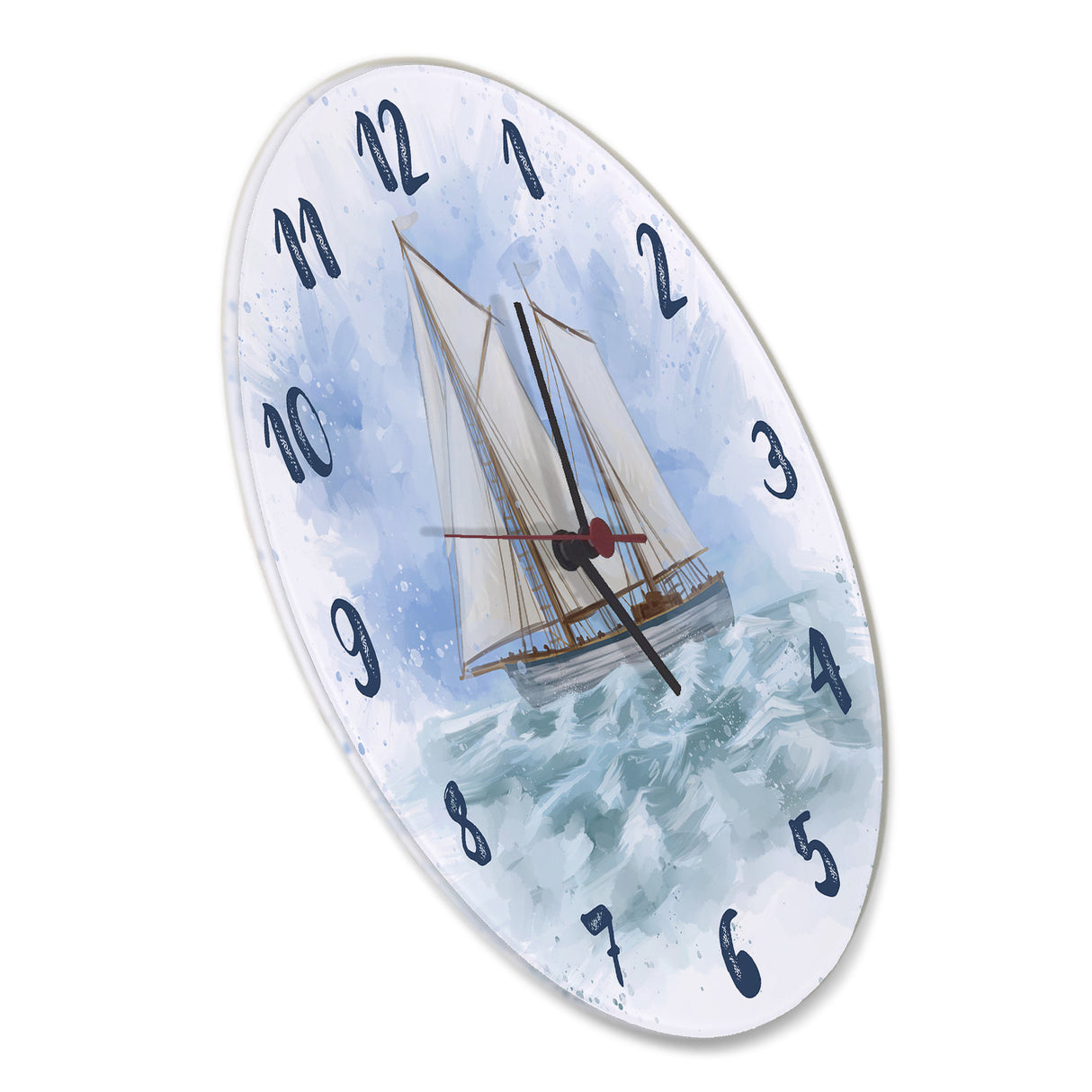 Segelschiff Wasserfarbenoptik Wanduhr