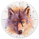 Wolf in Wasserfarbenoptik Wanduhr