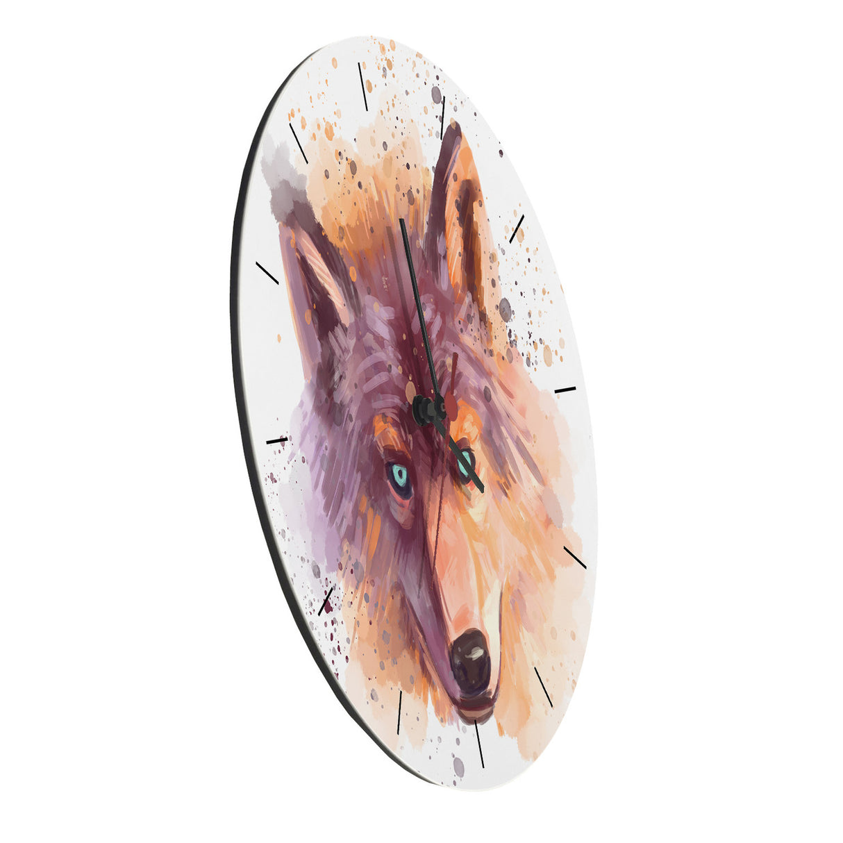 Wolf in Wasserfarbenoptik Wanduhr