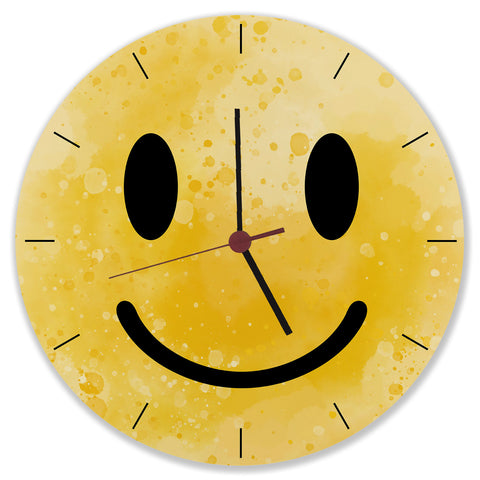 Grinsendes Emoticon gelbe Wanduhr