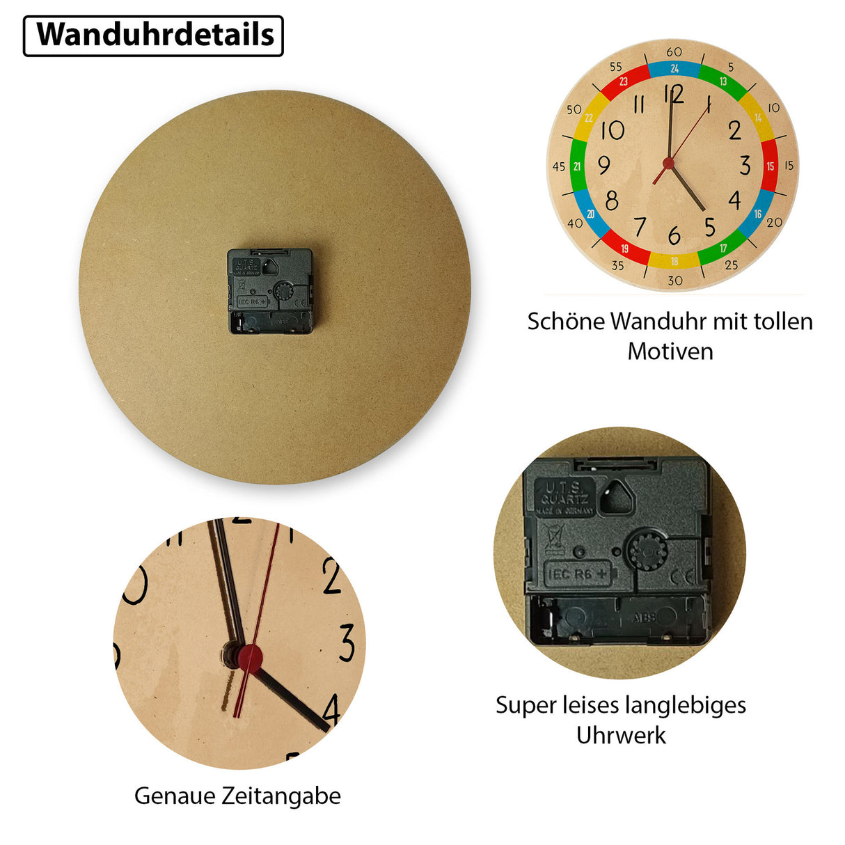 Lernuhr für Kinder Wanduhr