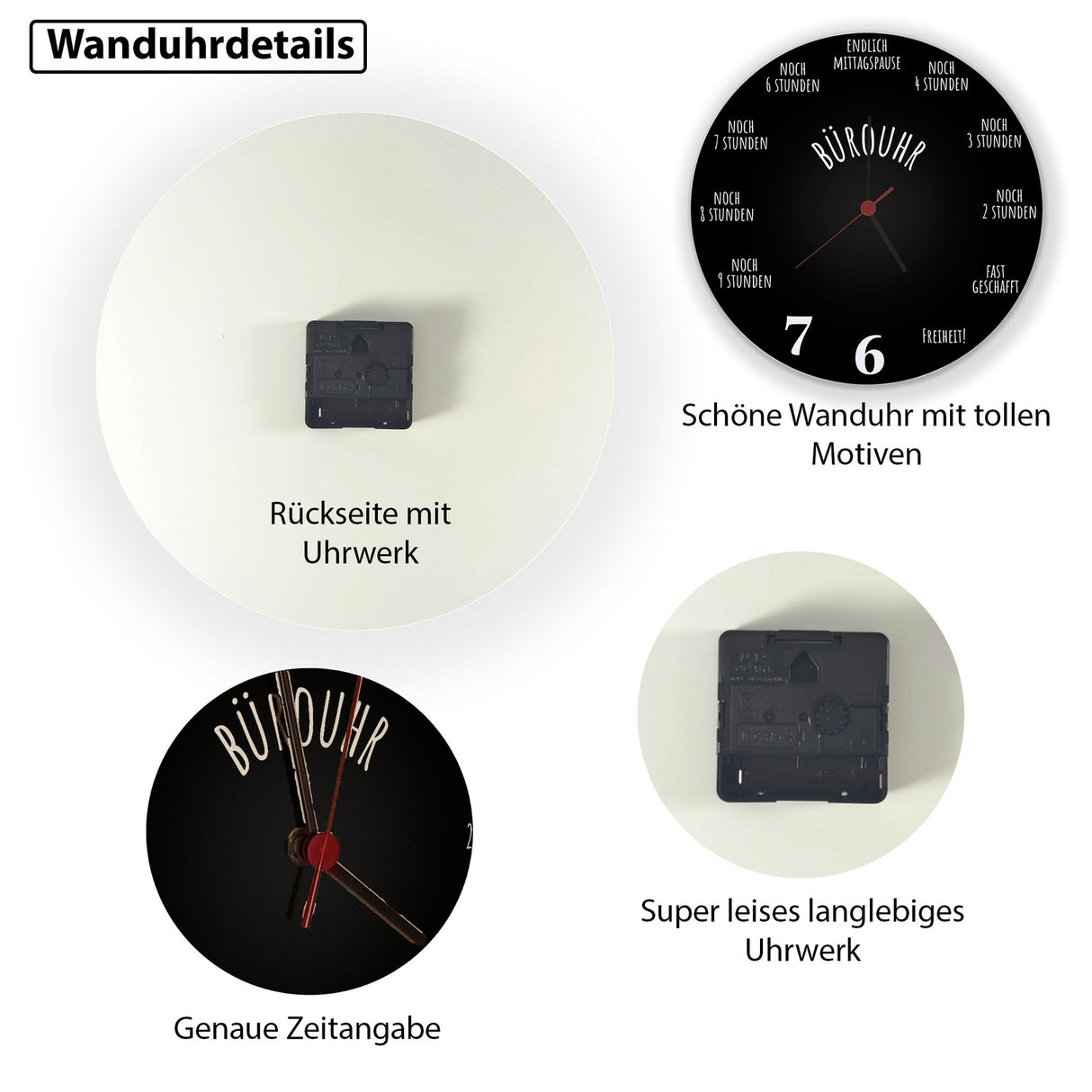 Bürouhr mit Feierabend Countdown Wanduhr