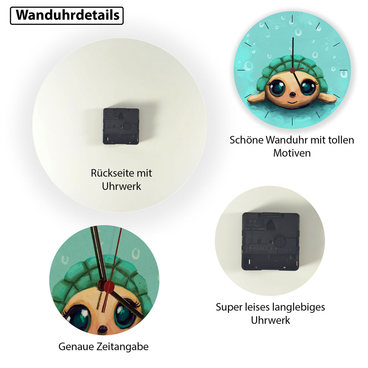 Schildkröte in Wasserfarbenoptik Wanduhr