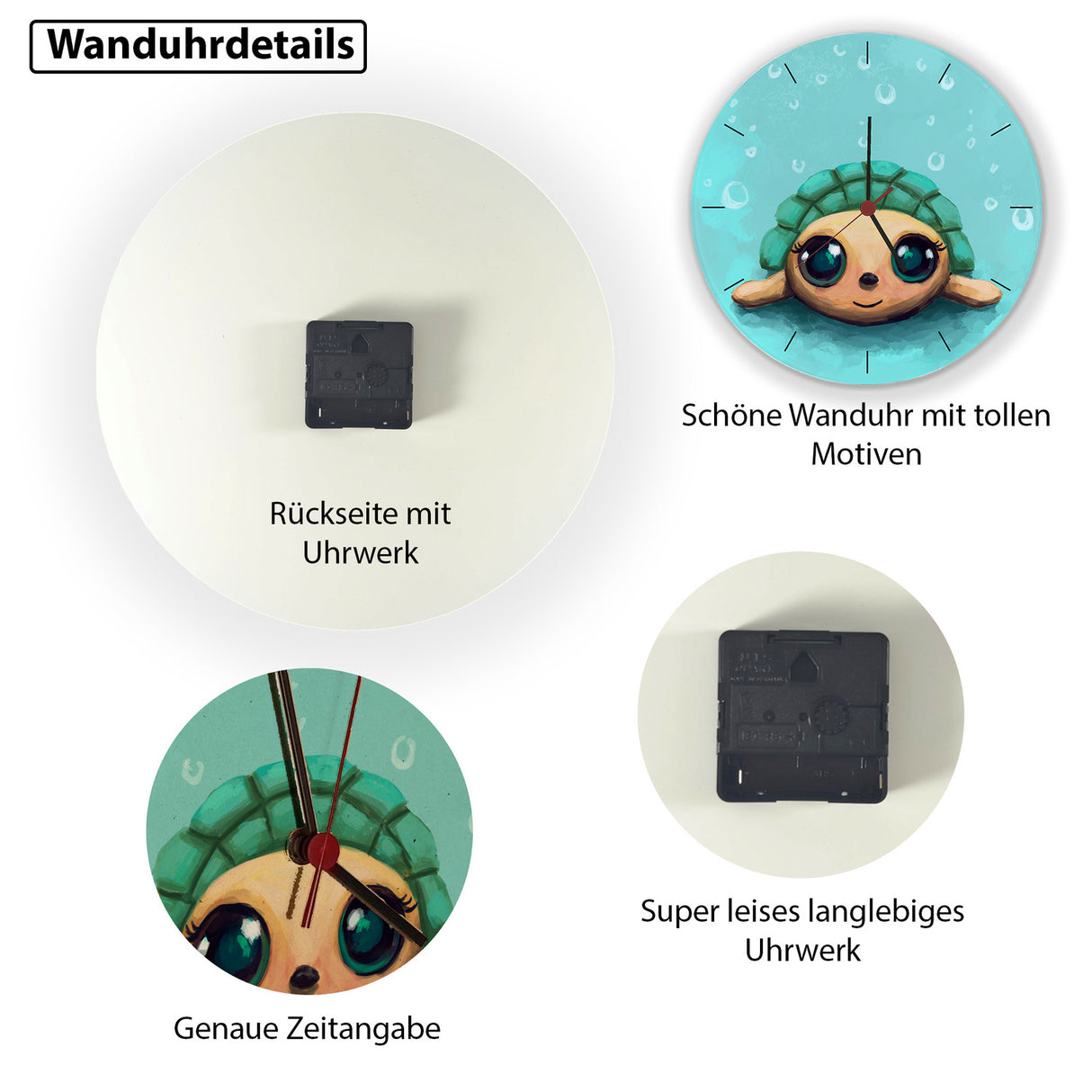 Schildkröte in Wasserfarbenoptik Wanduhr