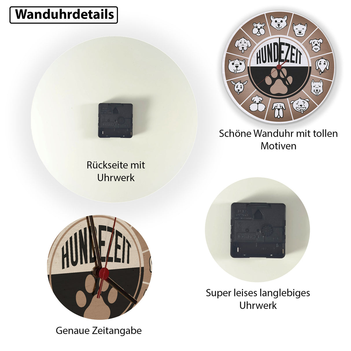 Hundezeit mit lustigen Hunden Wanduhr