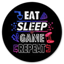 Eat Sleep Game Repeat Zocker Wanduhr