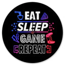 Eat Sleep Game Repeat Zocker Wanduhr