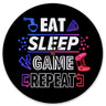 Eat Sleep Game Repeat Zocker Wanduhr