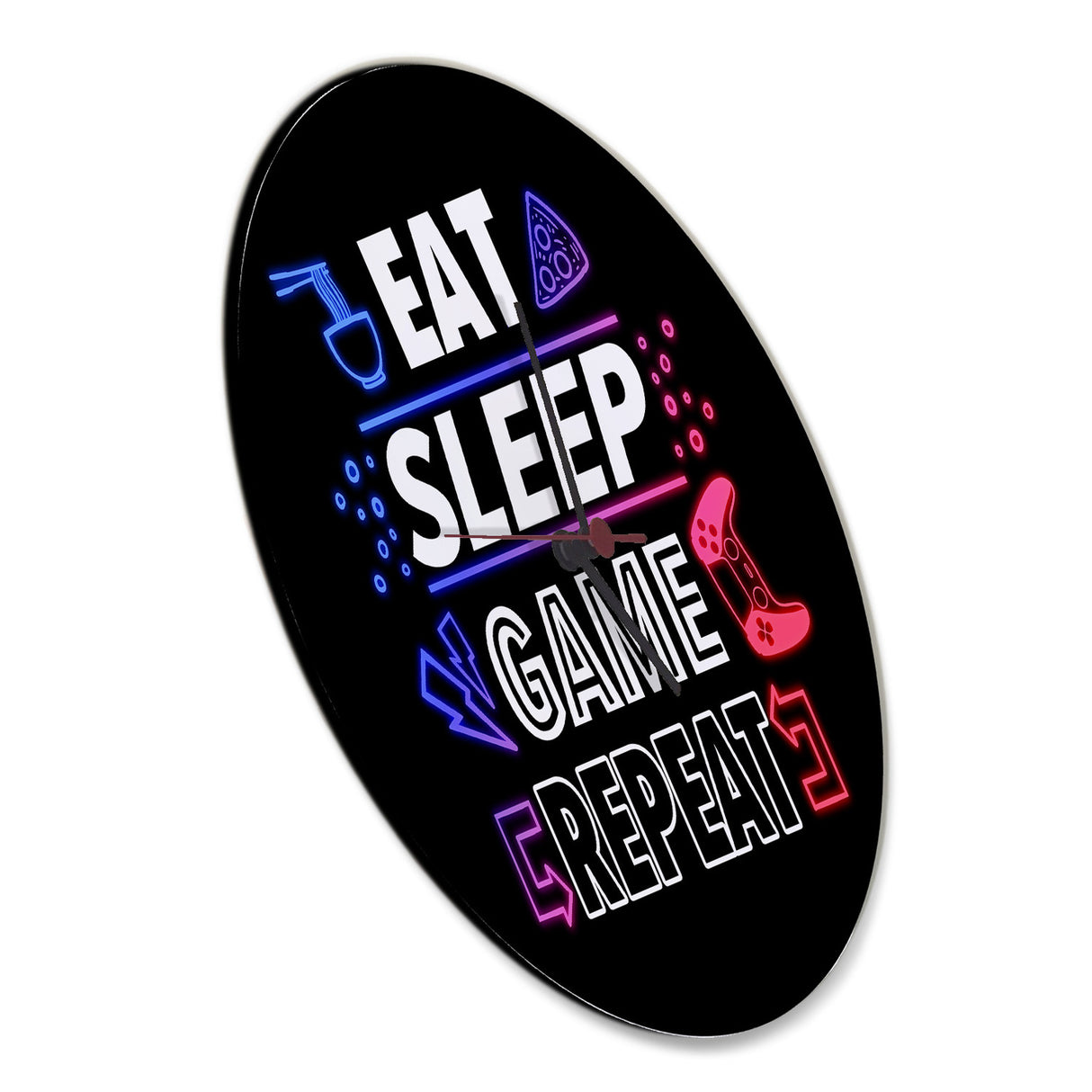 Eat Sleep Game Repeat Zocker Wanduhr