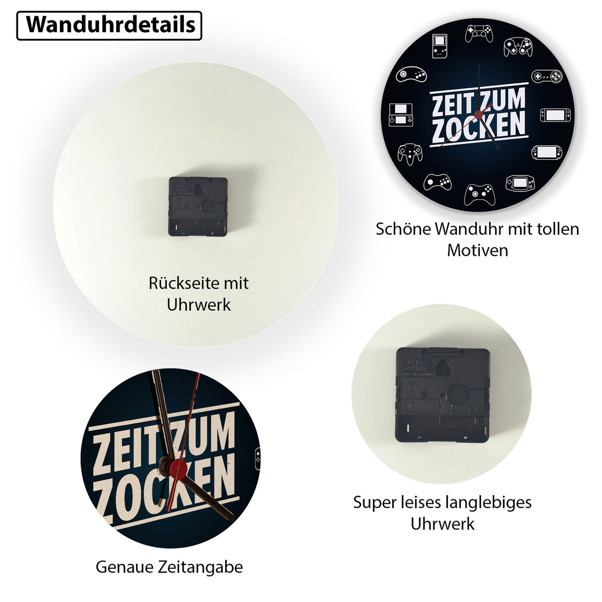 Zeit zum Zocken verschiedene Controller Wanduhr