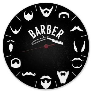 Barber Wanduhr mit unterschiedlichen Barttypen