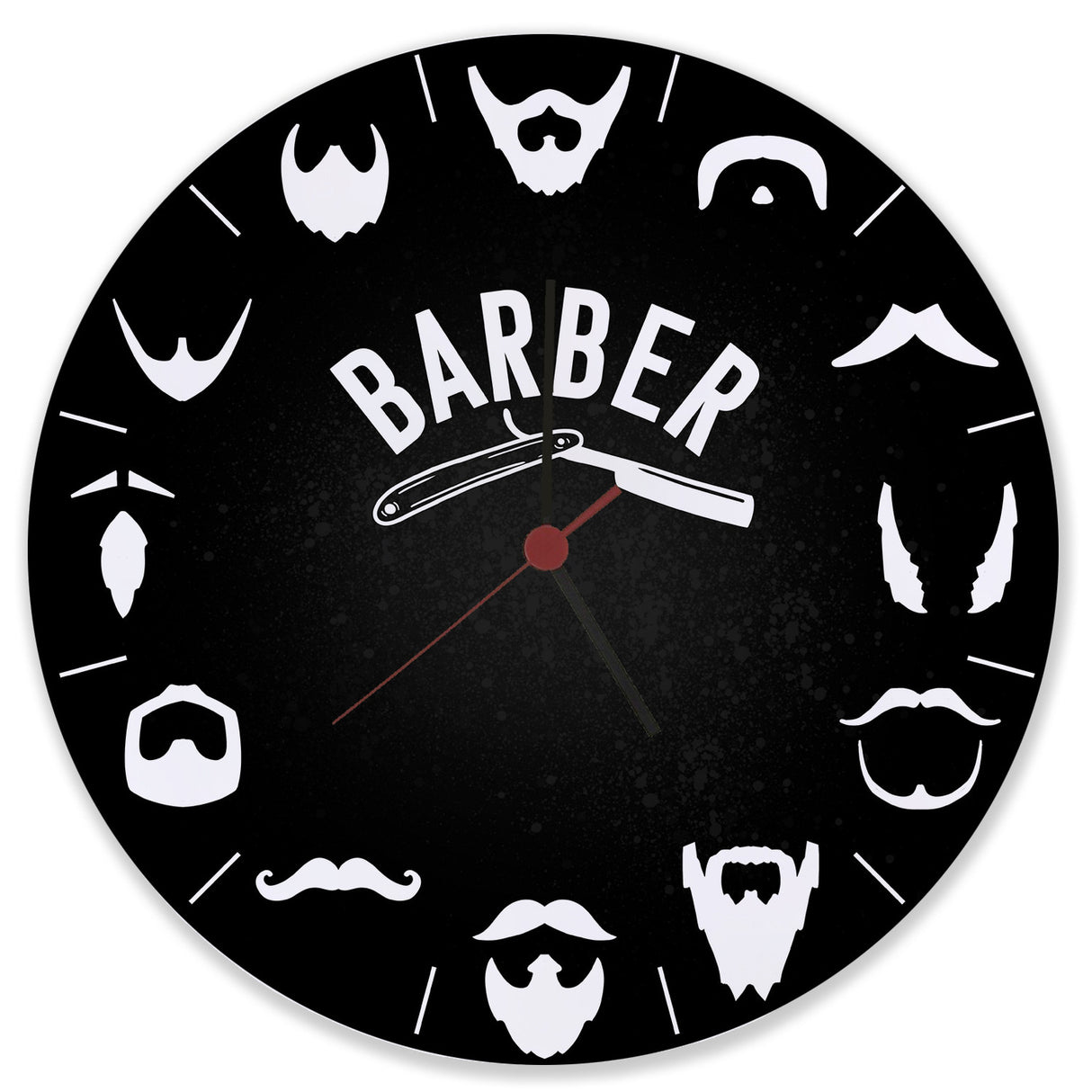 Barber Wanduhr mit unterschiedlichen Barttypen