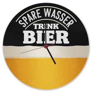 Spare Wasser trink Bier Wanduhr