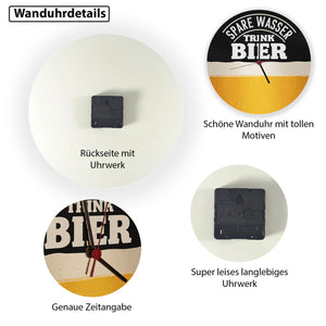 Spare Wasser trink Bier Wanduhr