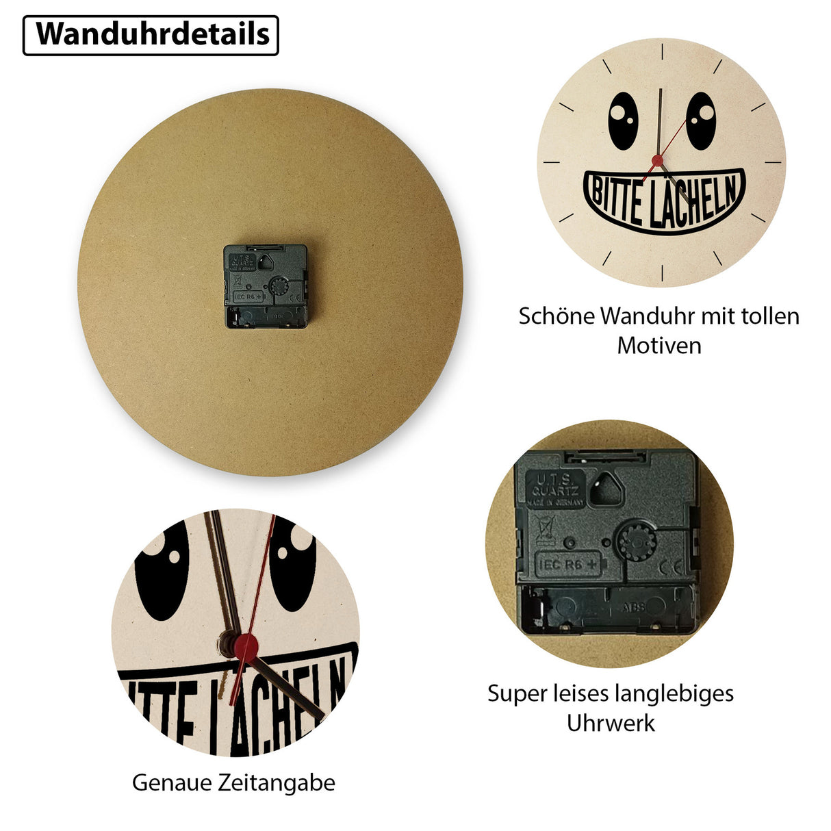 Bitte lächeln Wanduhr mit grinsendem Gesicht