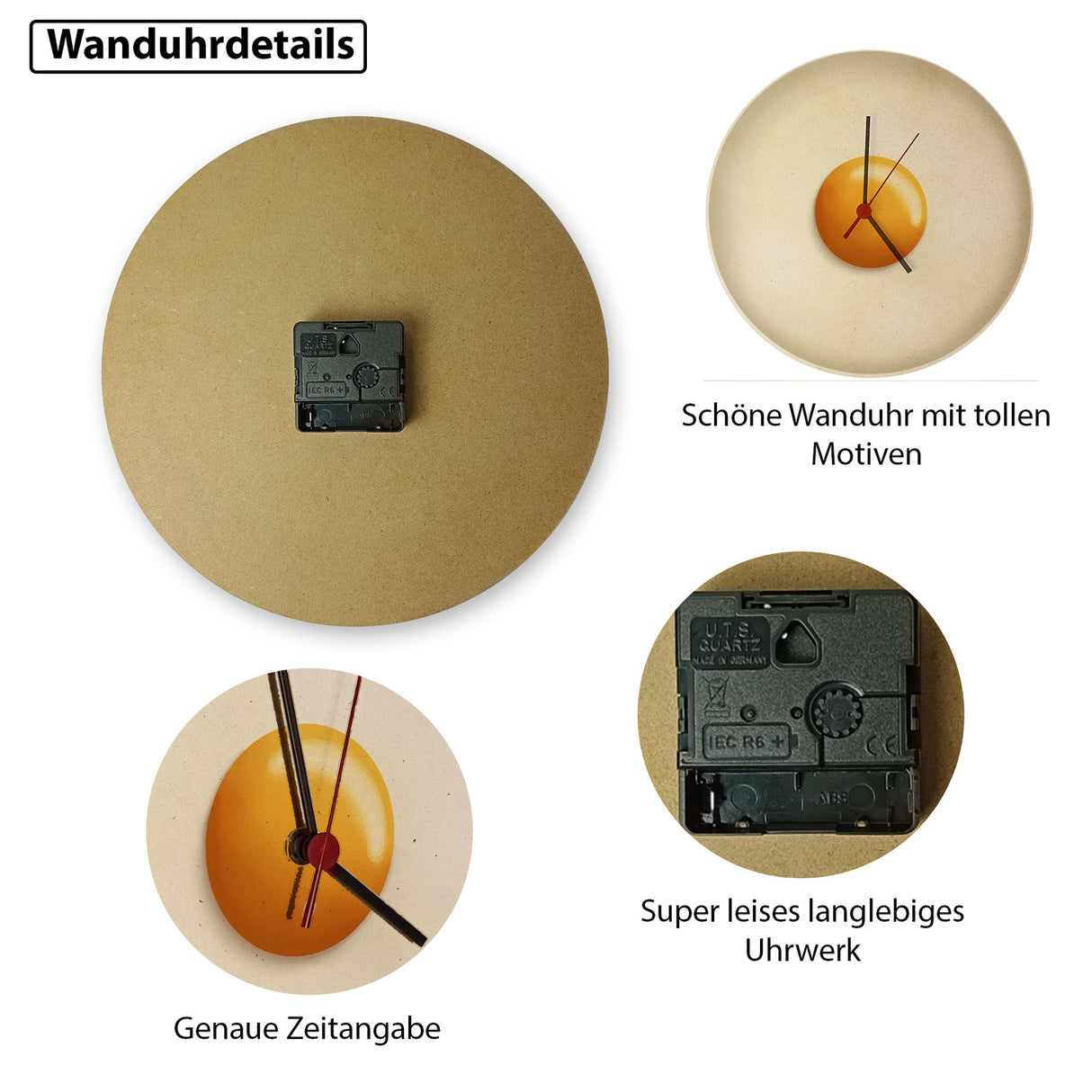 Spiegelei Wanduhr