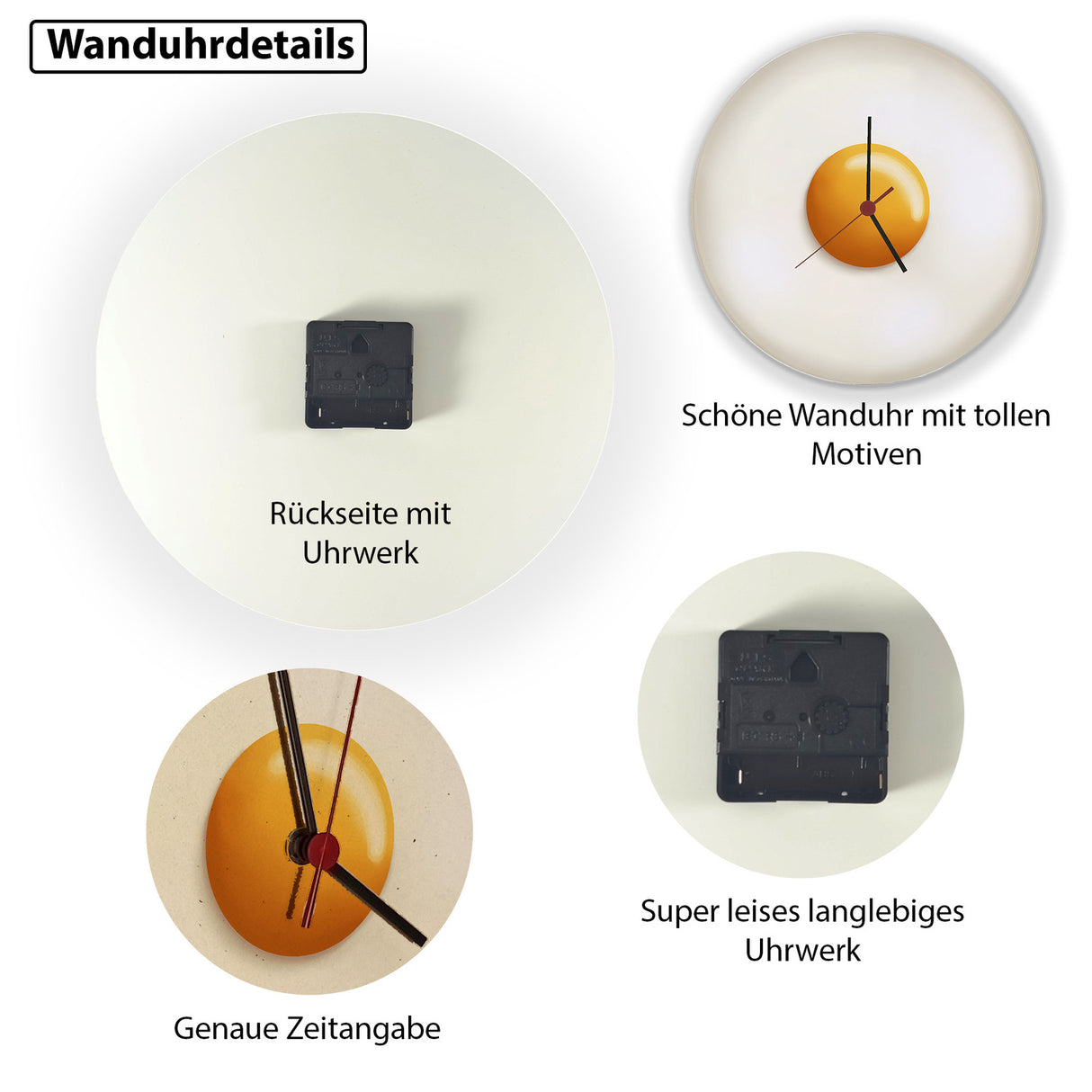 Spiegelei Wanduhr