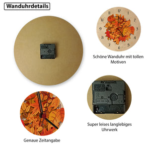 Herbstblätter Wanduhr