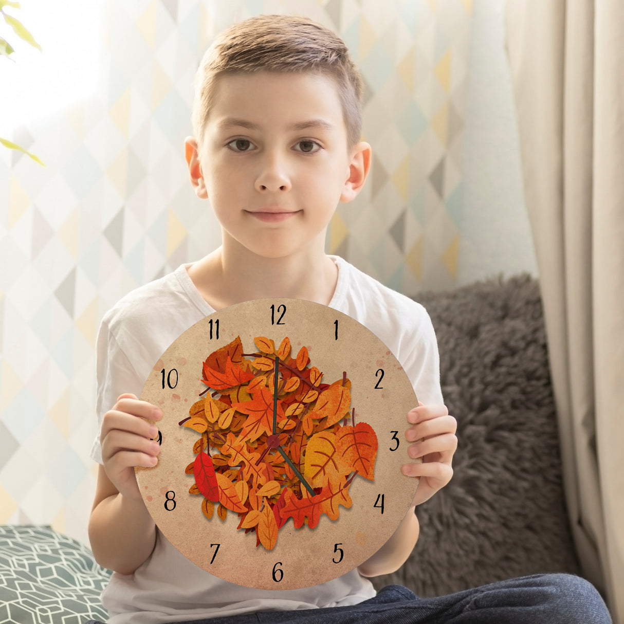 Herbstblätter Wanduhr