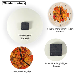 Herbstblätter Wanduhr