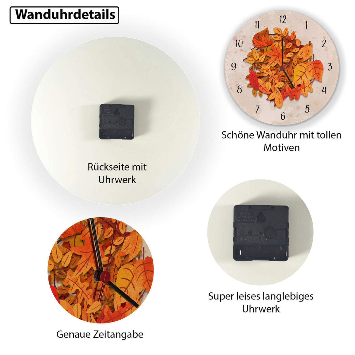 Herbstblätter Wanduhr