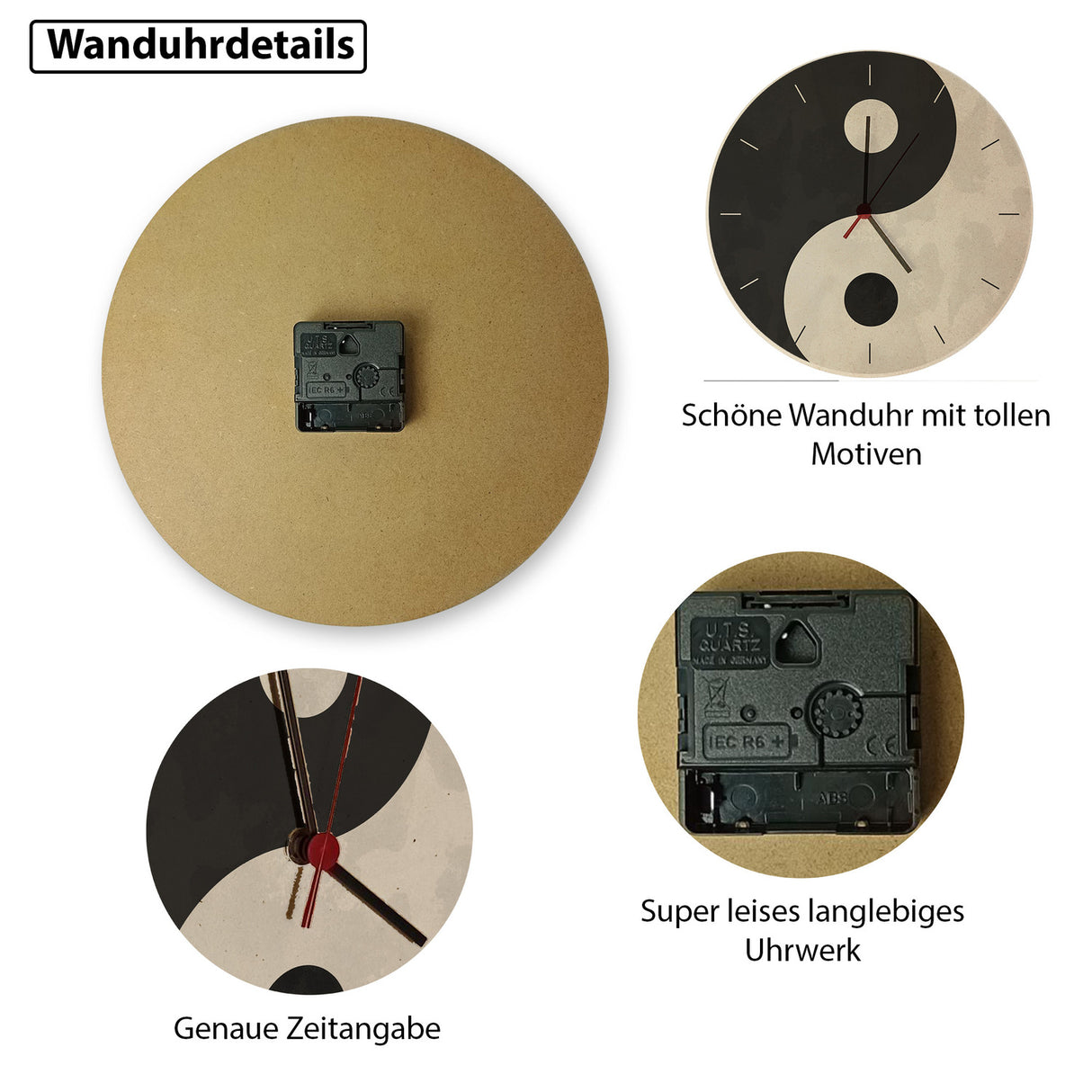 Yin und Yang Wanduhr