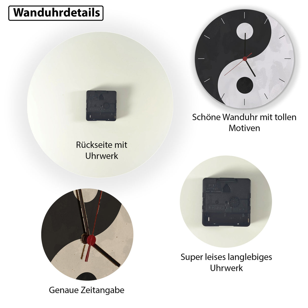 Yin und Yang Wanduhr