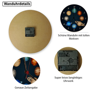 Planeten des Sonnensystems Wanduhr für Kinder