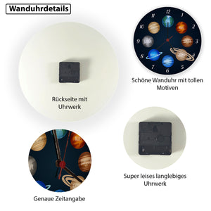 Planeten des Sonnensystems Wanduhr für Kinder