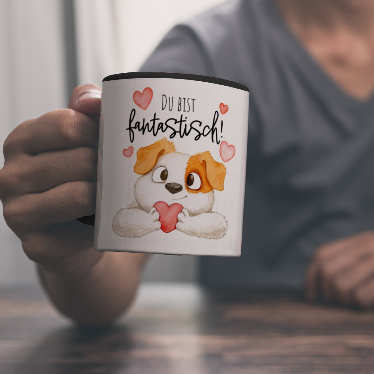 Hund Kaffeebecher mit Spruch Du bist fantastisch