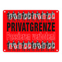 Privatgrenze Metallschild in 15x20 cm mit Spruch Passieren verboten