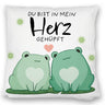 Frosch Kissen mit Spruch Du bist in mein Herz gehüpft