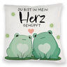 Frosch Kissen mit Spruch Du bist in mein Herz gehüpft