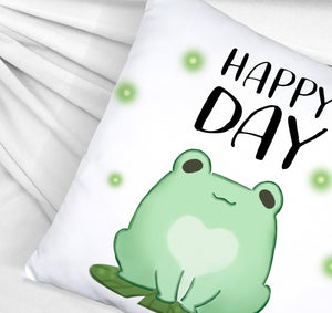 Frosch Kissen mit Spruch Happy Day
