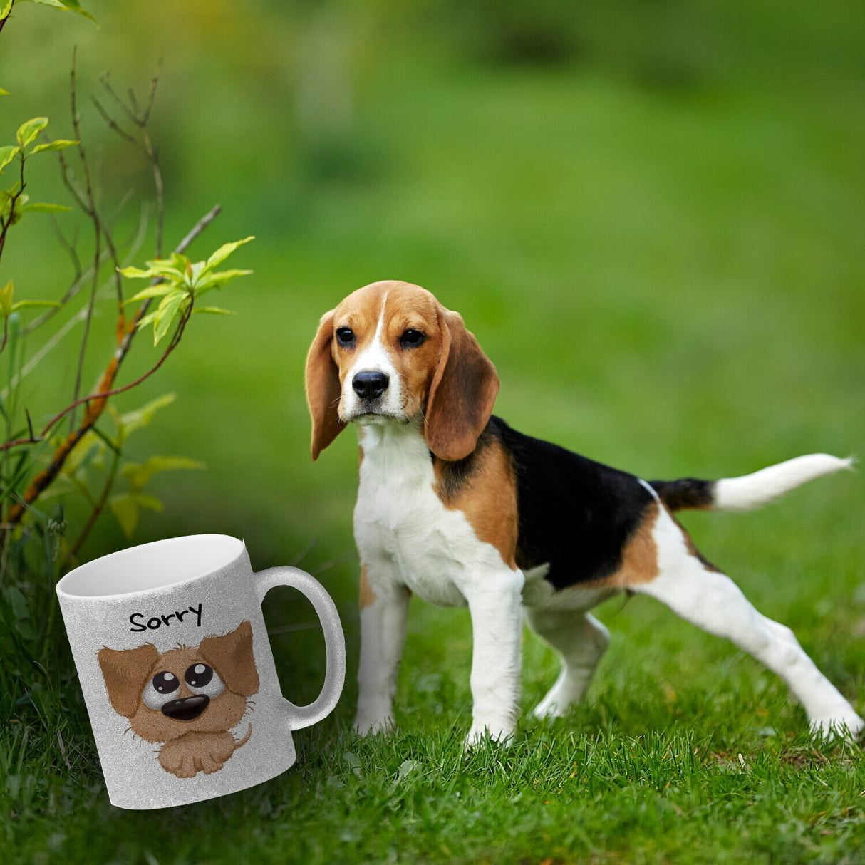 Hund Kaffeebecher mit Spruch Sorry