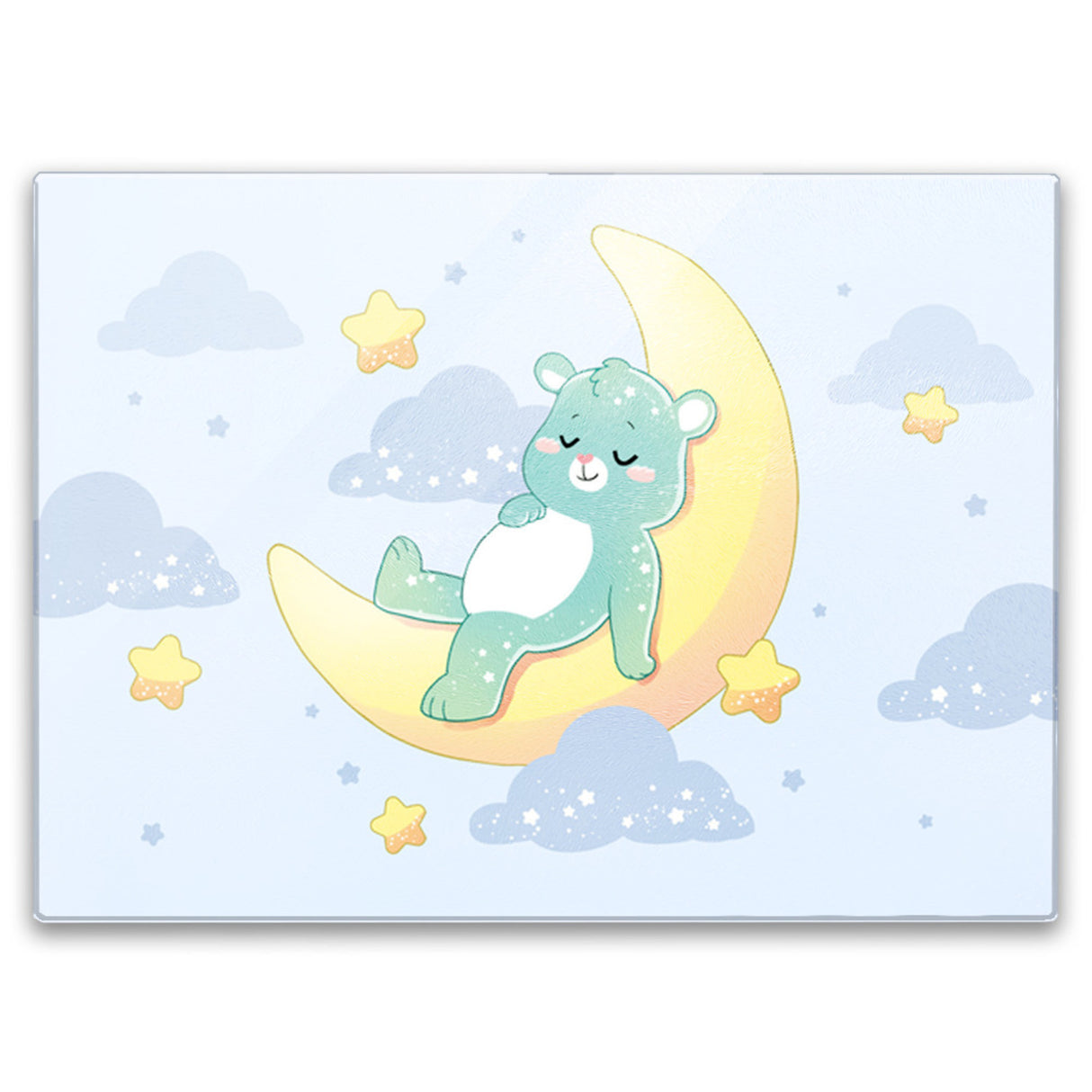 Schlafender Bär im Mond Schneidebrett aus Glas