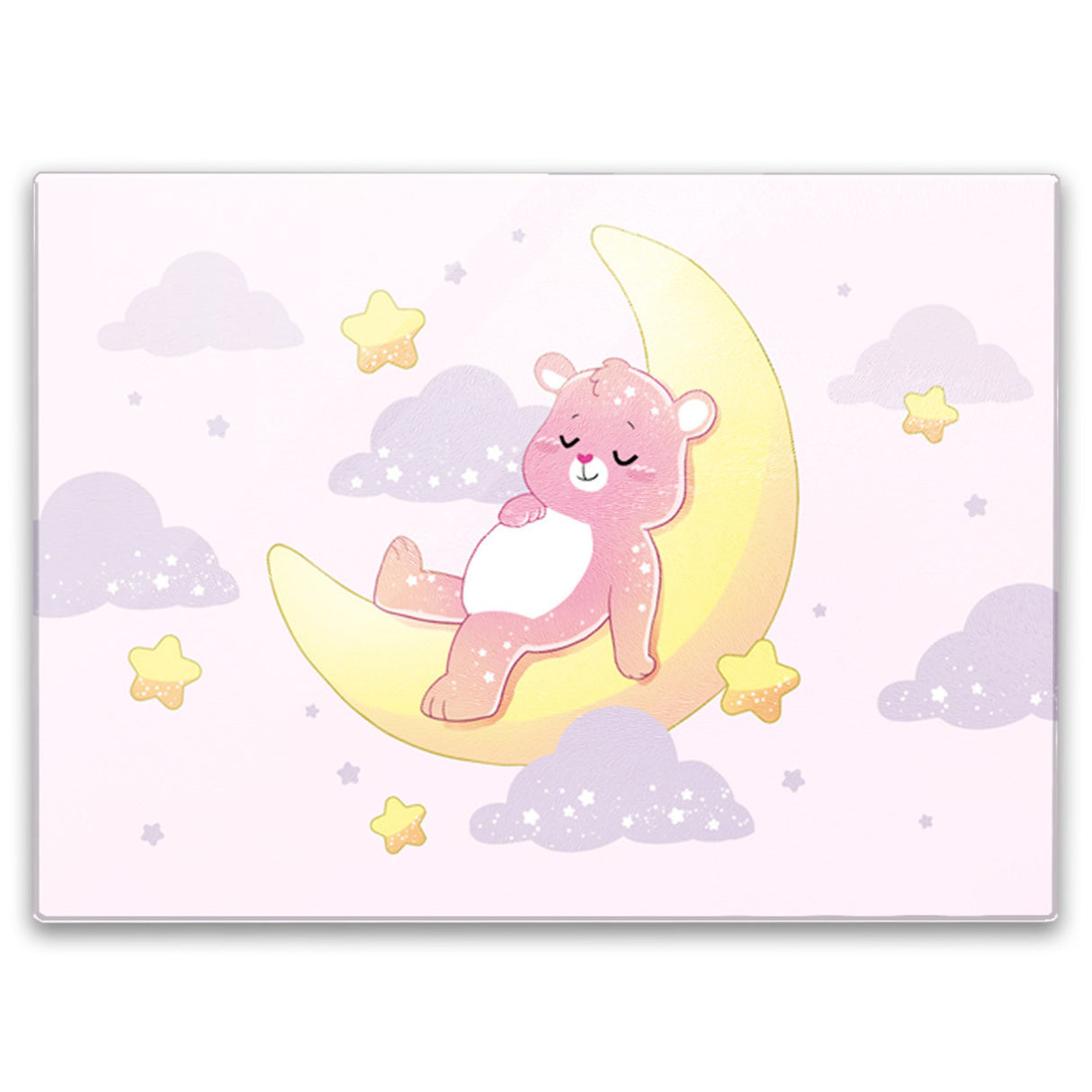 Schlafender Bär im Mond Schneidebrett aus Glas