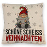 Grimmiger Wichtel Kissen mit Spruch Schöne scheiß Weihnachten