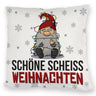 Grimmiger Wichtel Kissen mit Spruch Schöne scheiß Weihnachten