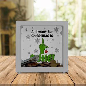 Weihnachtsmuffel Spardose mit Spruch All I want for Christmas is Ruhe