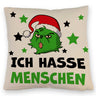 Weihnachtsmuffel Kissen mit Spruch Ich hasse Menschen