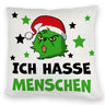 Weihnachtsmuffel Kissen mit Spruch Ich hasse Menschen