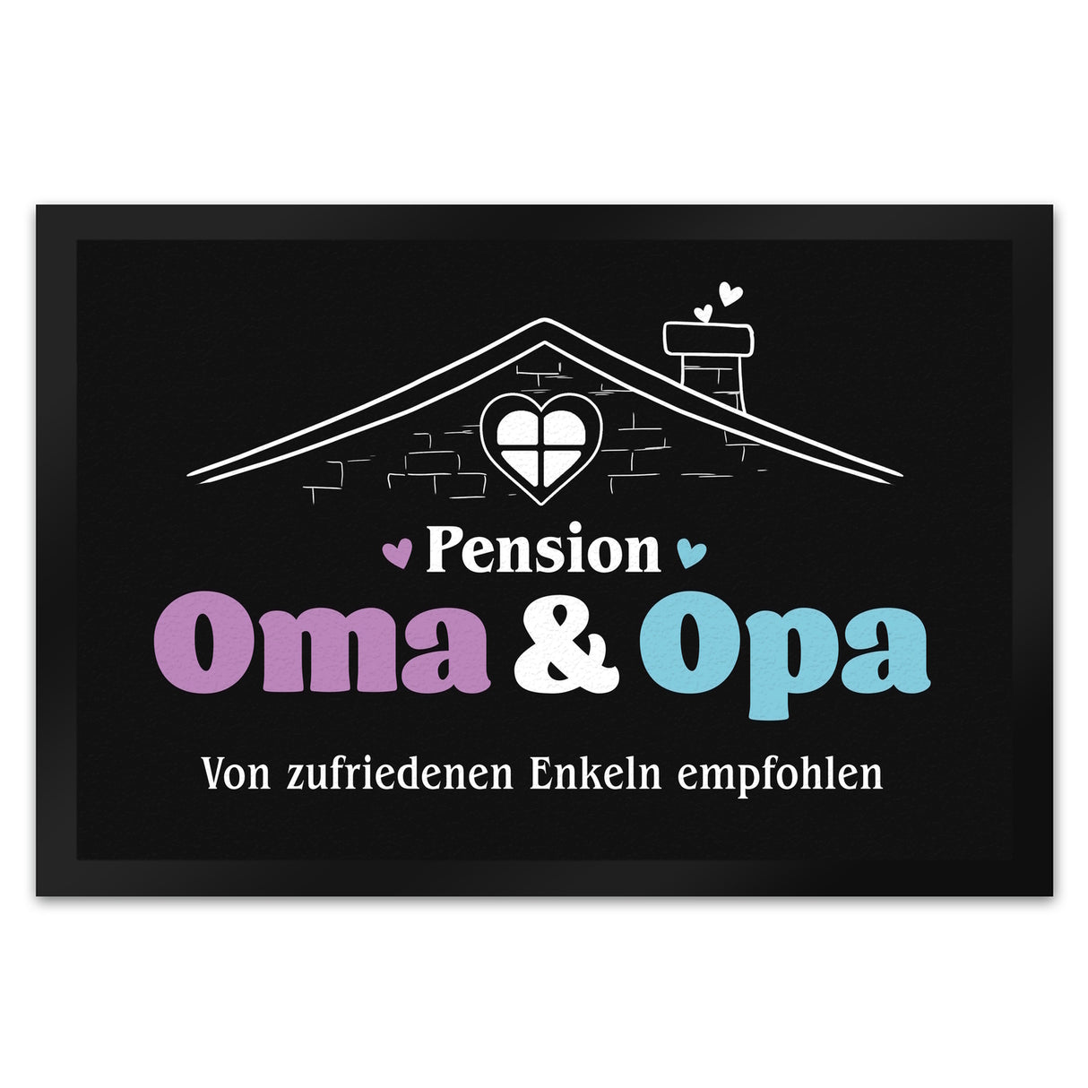 Pension Oma & Opa Fußmatte in 35x50 cm mit Spruch Von zufriedenen Enkeln empfohlen